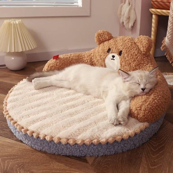 Cat Bed Furniture Washable Cozy Cat Warm Pad For Cats Dogs Pets Cat Bed High Backrest All Seasons Hug Design