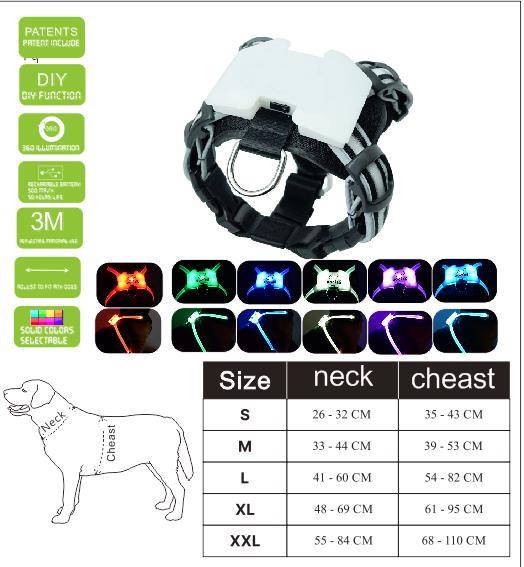 Led Pet Dog Luminous Collar Usb Rechargeable Silicone Collar Luminous Dog Neck Teddy Golden Retriever Large, Medium And Small Collar