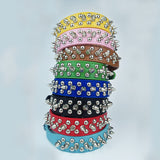 Leather Pet Collar Round Studded Dog Collar For Small And Medium-sized Dogs Inlaid Rivet Puppy Necklace Pet Accessories