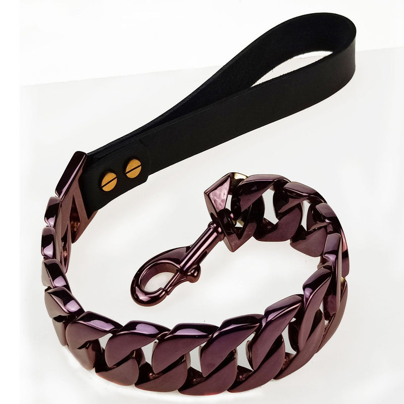 Pet Supplies Stainless Steel 32 Cast Traction Chain, Sandblasted Traction Black Handle