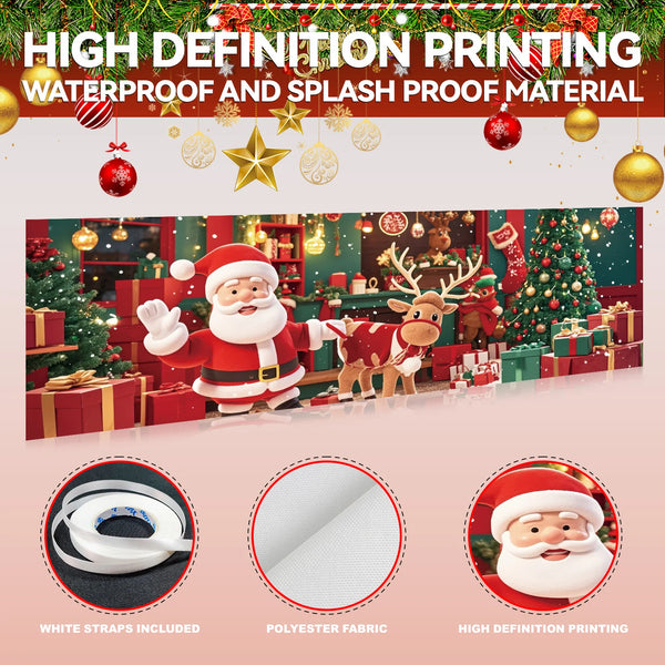 1 Piece (17*78 inches/45*200 cm), Polyester, Q Version Santa Claus Santa Claus  Merry Christmas Gateway Banner