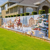 1 Piece (17*78 inches/45*200 cm), Polyester, Q Version Santa Claus deer Merry Christmas Gateway Banner