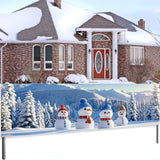 1 Piece (17*78 inches/45*200 cm), Polyester, Q Version Santa Claus Winter Scenery cute Snowman  Merry Christmas Gateway Banner