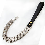 Pet Supplies Stainless Steel 32 Cast Traction Chain, Sandblasted Traction Black Handle