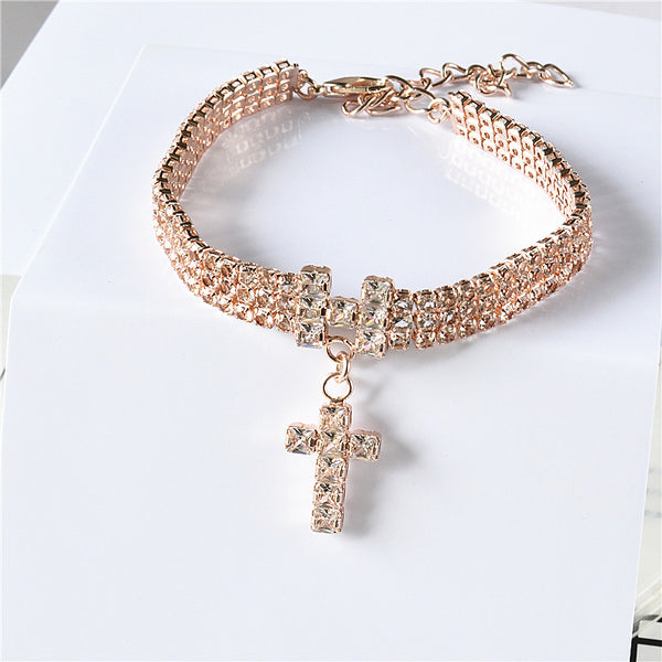 Pet Necklace Word Cross Zircon Three Drainage Diamond Cat And Dog Jewelry